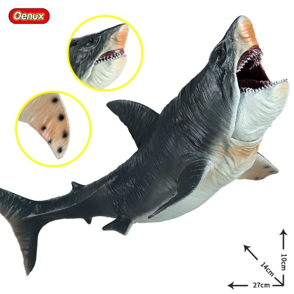 Oenux Savage Marine Sea Life Megalodon Actionfigur Klassisk havsdjur Stor haj Fisk Modell PVC-samling Leksak för barn Present without box