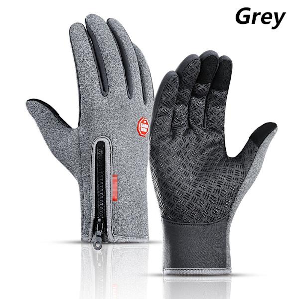 Vinterhandskar Herr Touchscreen Halkfria Unisex Vattentäta Vindtäta Varma Cykelhandskar Mode Dragkedja Sporthandskar Style5-Grey M
