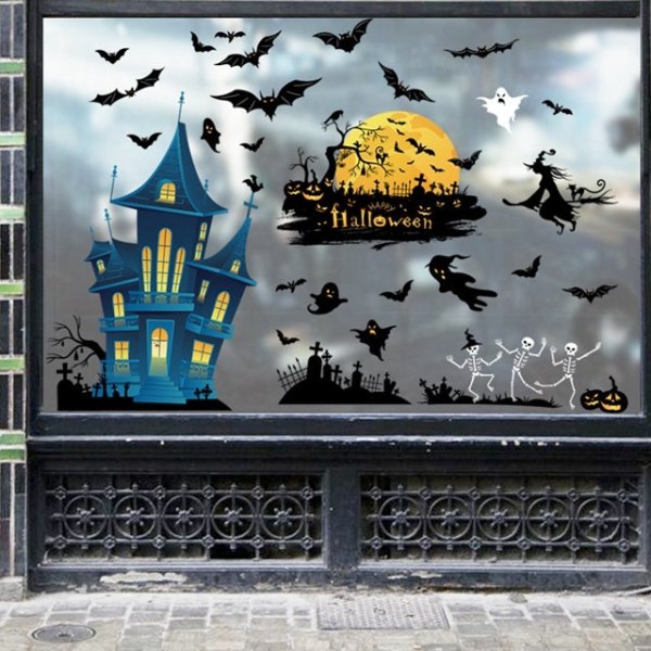 Suuret irrotettavat Happy Halloween -tarrat Verikädet Halloween-koristeet kotiin kylpyhuoneeseen WC:hen kauhuikkunoihin seinätarroihin Style 7