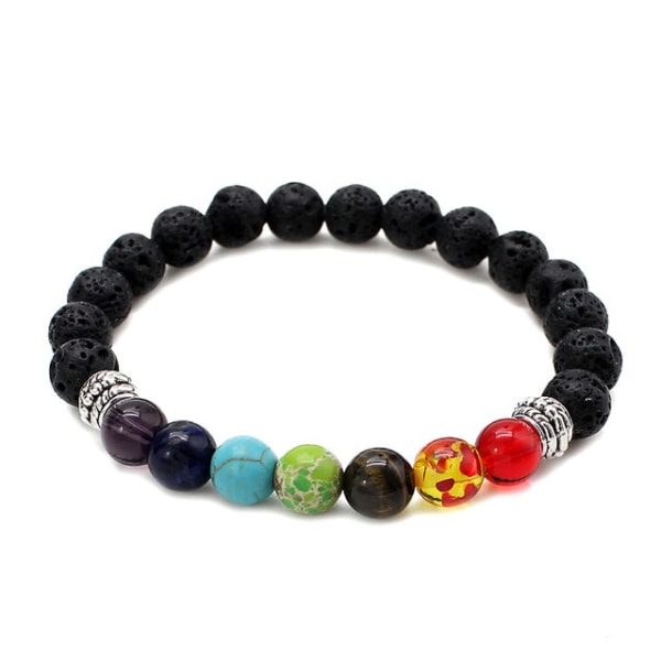 7 Chakra Healing Perlearmbånd Naturlig Lavasten Tigerøje Perler Armbånd 8MM Til Kvinder Mænd Mode Yoga Smykker 26