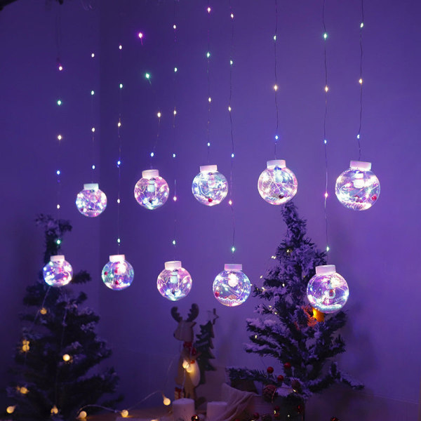 Juldekoration Gardinljus Scenlayout Jul Ljusslinga Önskeklot LED Koppartrådsljus Snowman Four-color solar model