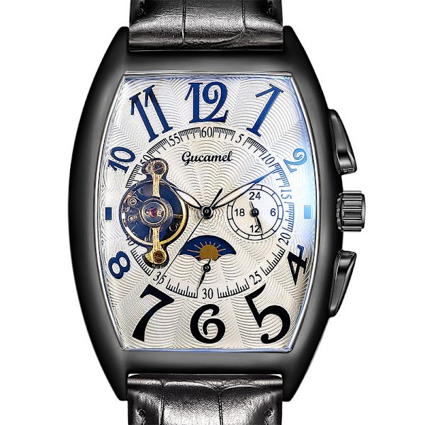 Herrklocka Tonneau Mekanisk Herrklocka Hjul Automatisk Urholkad Mekanisk Klocka Rose gold shell rose gold surface