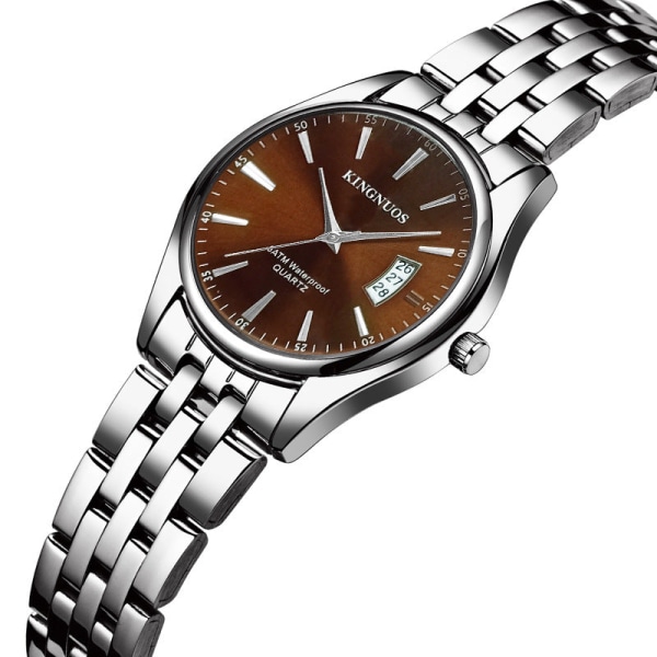 Trendy Mote Stålreim Herre Kalender Vanntett Lærreim Klokke Steel Belt coffee plate for men