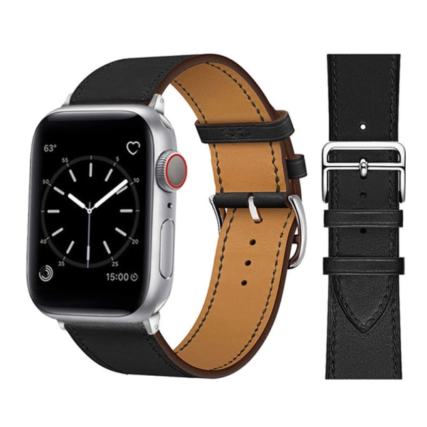 Lærreim for Apple Watch-reim 44mm 45mm 42mm 41mm 40mm 38mm Single tour klokkereim armbånd iWatch serie 3 4 5 6 SE 7 reim 6 white For 42mm 44mm 45mm