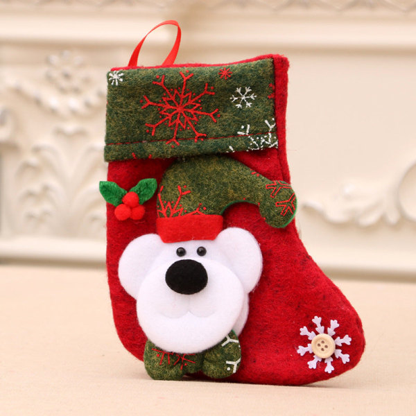 Joulukoristeet Joulupukki Pienet Sukat Joulukuusen Koriste Joulusukat Lahjakassi Joulukassi Snowflake socks (bear style)