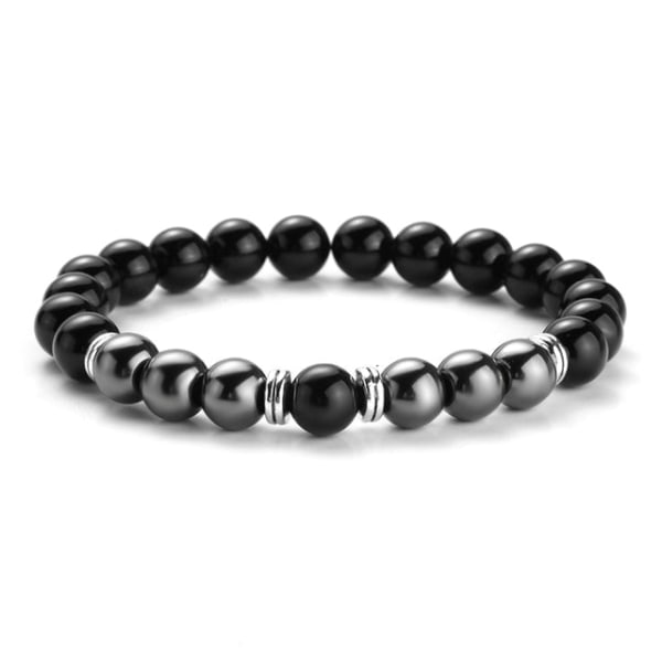 Naturligt Tiger Eye Beads Armband För Kvinnor Hälsovård Hematit Stretch Armband Män charm Mode Smycken charm armband män 8mm  black agate M190mm(7.5in)