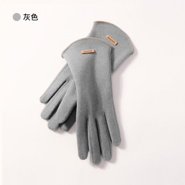 Vinter De Velvet Handskar Dam Utomhus Vindtäta Cykel Fleecefodrade Termiska Handskar Flip Finger Pekskärmshandskar DY43; Moonlight gray One Size