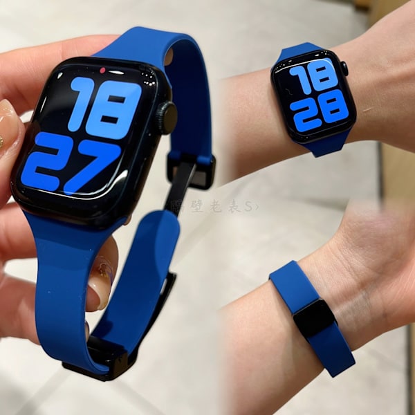 Urrem til Apple Watch iWatch 40mm 4/5/6/SE generation Marineblå tynd silikone magnetisk spænde