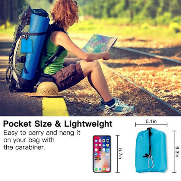 200x210cm Fickpicknick Vattentät Sandstrand Matta Utomhus Camping Fällbar Filt Picknick Tältöverdrag Sängkläder Blue 200 x 210cm