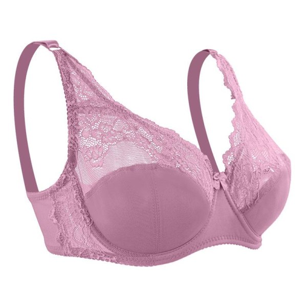 Queenral New Spets Perspective BH Dam Sexiga Underkläder Bygel Broderi Blommig Bralette Plus Size Light purple 90C