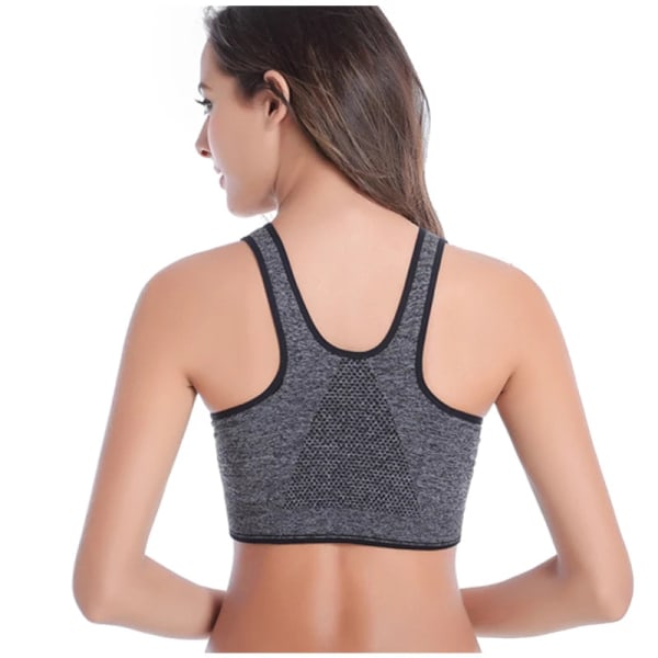 Yoga Tränings-BH Andningsbar Trådlös Vadderad Push Up Sporttopp Fitness Gym Yoga Tränings-BH GRAY XL