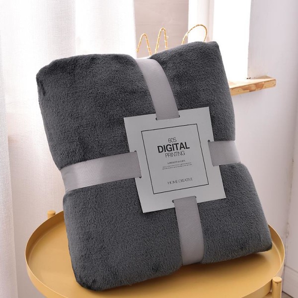 Enfärgad filt Coral Fleece Filt Present Luftkonditionering Filt Flanell Filt Yoga Cover Filt Dark gray 150 * 200cm bare blanket