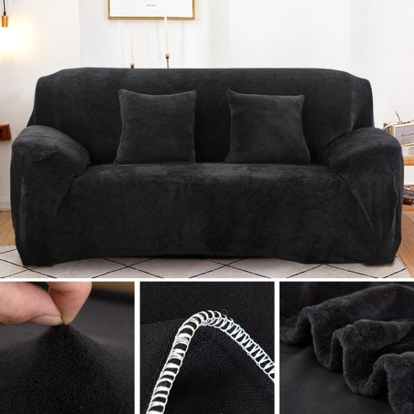 Fløjlsblød tyk sofabetræk All-inclusive elastisk sektionssofabetræk til stue Chaiselong L-formede hjørnebetræk camel 3-seater(190-230cm)