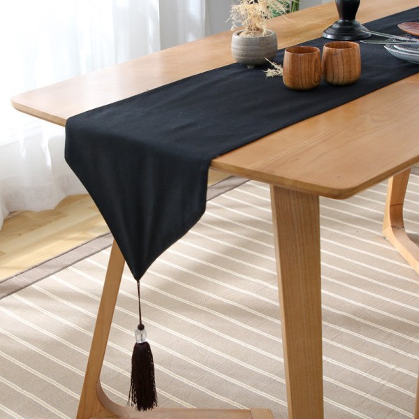 Japansk stil bomullslinne bordslöpare pläd tematta Zen linne retro japansk stil bordsduk Tallrik matta bordsduk Wind Circle. Table runner 33*140cm