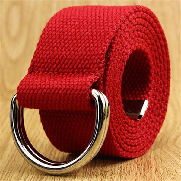 Jeans Canvas Militärbälte Dubbel D-ring Spänne Casual Dambälte Web Herr Red 160cm/62.99in