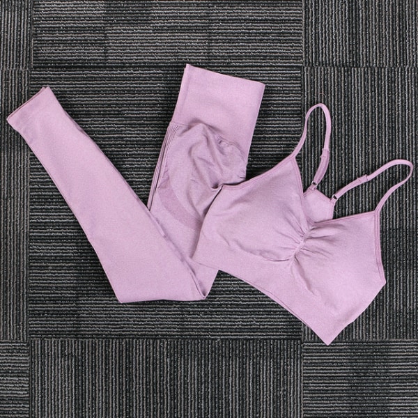 Set Fitness Sportdräkter Gymkläder Toppar och Leggings för kvinnor Bra Red set M