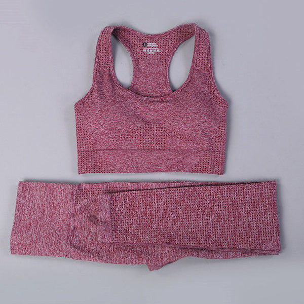 Yoga Set Dam Fitness Sportkläder Träningsdräkter GYM Kläder Löpartights Träningsbyxor 2pcs BraWineRed M