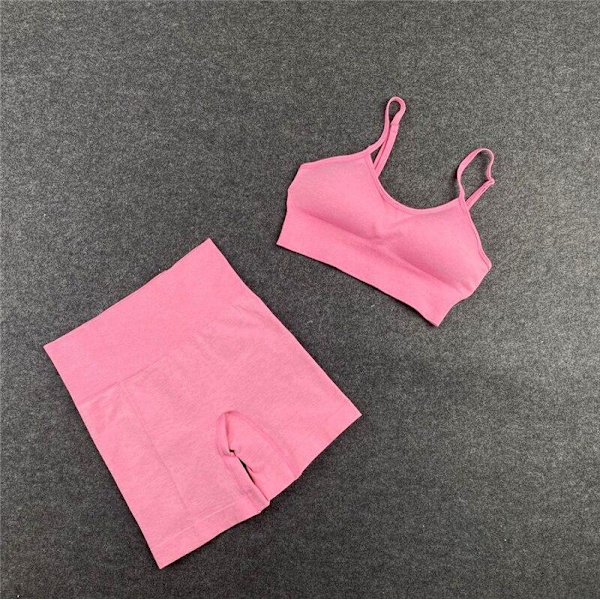 Jooga Rintaliivit Crop Top Urheiluliivit Treenausasu Saumaton Polyesteri Kuntosalisetti 2pcs Pink2 M
