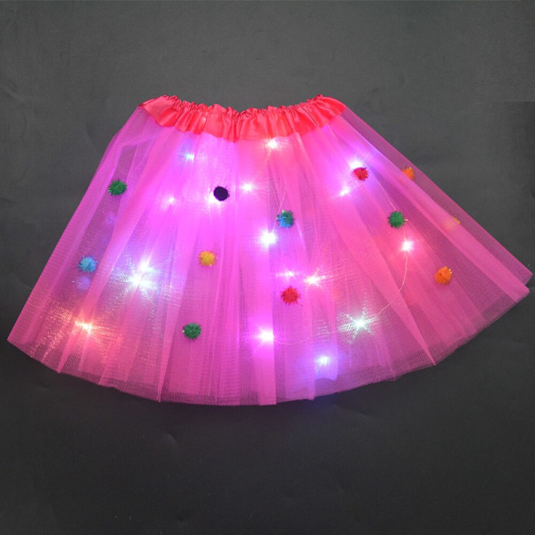 Pige Sommerfugl Lysende Tutu LED Nederdel Glød Blomsterkrans Hovedbøjle Fest Magisk Engel Fe Jul Kostume Fødselsdagsgave pompon rose skirt