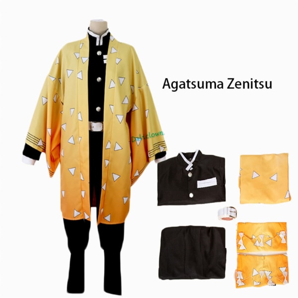 Anime Demon Slayer: Kimetsu No Yaiba Zenitsu Giyu Tanjirou Kamado Nezuko Cosplay Dam Barn Kimono Uniform Cosplay Kostym Tomioka Giyuu Kids 140