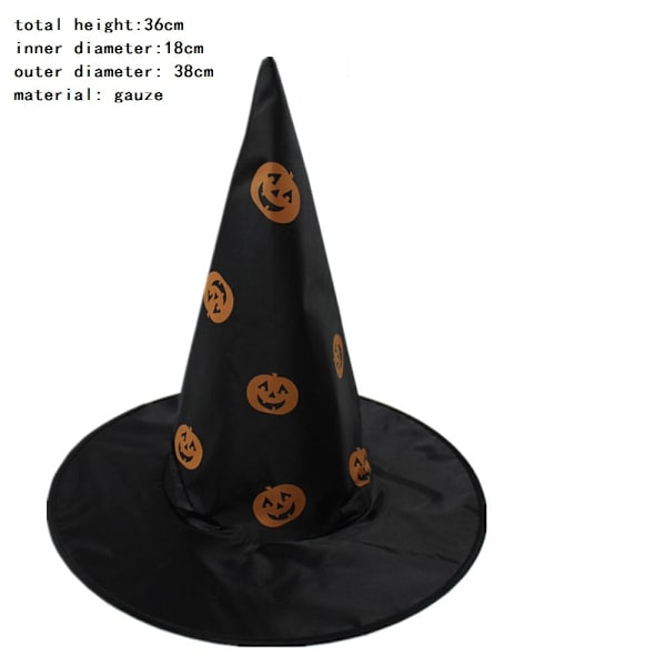 Voksen Barn Heksehatter Maskerade Bånd Trollmannshatt Cosplay Halloween Kostyme Fest Bursdag Karneval Hekser Topphatter 10