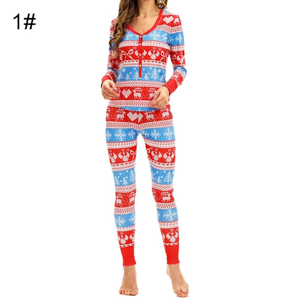 Julpyjamas Matchande Familj Pyjamas Dam Pyjamasset Topp Byxor Set Full Längd Regular Mjuka Tryckta Set Sovkläder Blue L