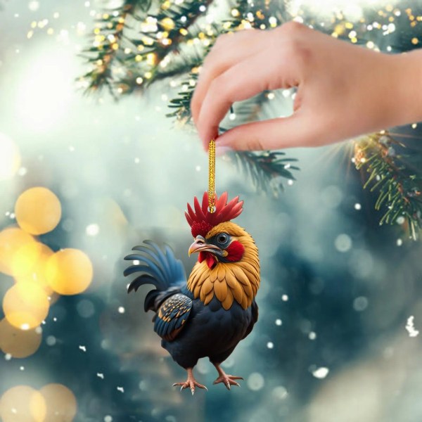 Roliga Hängande Tupp Ornament Gård Djur Thanksgiving Juldekoration Julgran Kyckling Hängen Barn Favörer B