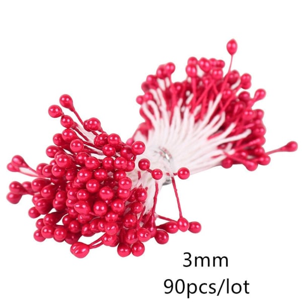 5/6/8/10/12/50/70/90 st mini Röda Konstgjorda Blommor Pistiller Bär Knippe DIY Jul Bröllop Tårta Presentförpackning Kransar Dekoration 13
