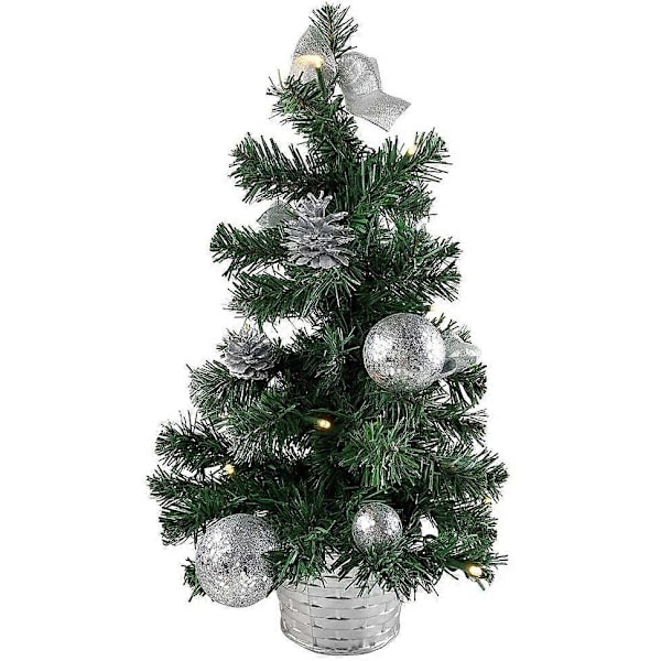 Riffelmacher Koristeltu joulukuusi valaistu 50cm 20258 - Hopea - Joulukuusi valoketjulla, ruseteilla ja joulupalloilla