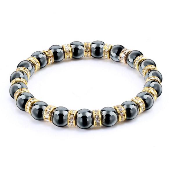 Naturlige hæmatitperlearmbånd til mænd Uden magnetisk sundhedsbeskyttelse Dame Smykker Charm Krystalsten Stretch Armbånd Bangle Green Gold