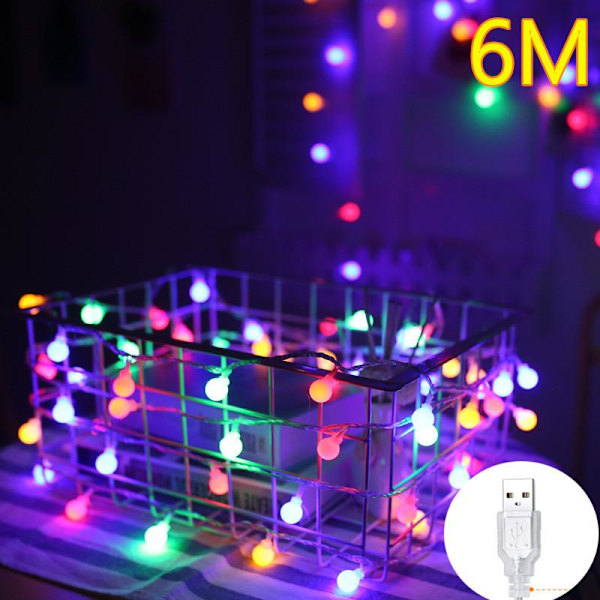 6M Körsbärsbollar Ljusslinga Dekorativa Lampor Batterilåda Bröllop Jul Utomhus Uteplats Girlang Dekoration Warm white 3M
