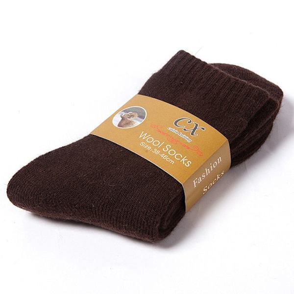1 par Varma Vinterstrumpor Dam Ull Herr Supertjocka Enfärgade Strumpor Merinoullstrumpor Mot Kall Snö Frottéstrumpor wine red 1 Pairs