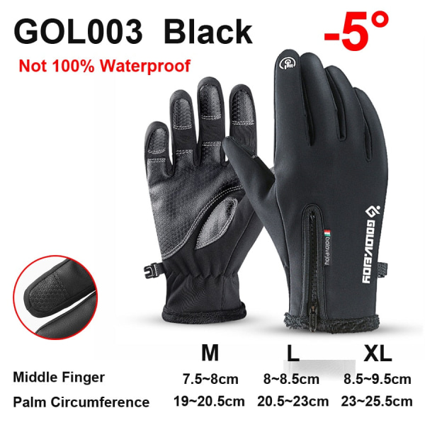 100% vedenpitävät pyöräilyhanskat talvi miehet urheilu kokosormi lämpö pyörä moottoripyörä skootteri MTB maantiepyörä hanskat GOL006 Black XL