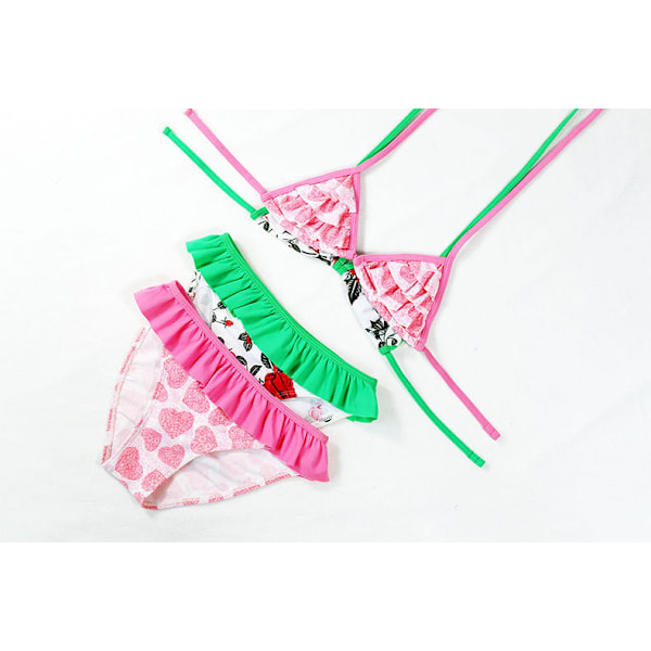 Badedrakt Barne Bikini Jenter Delt Trekant Barn Badedrakt Pink 8 Year128CM