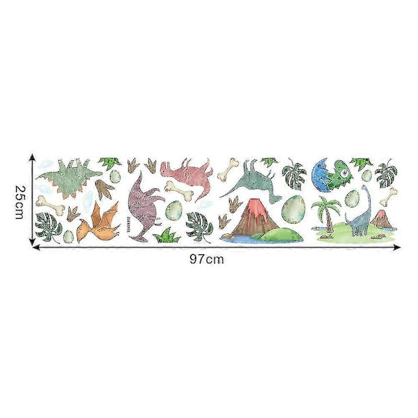 Dinosaurieklistermärke Självhäftande Barnrum Tecknad Väggdekoration 25*97cm 25*97cm