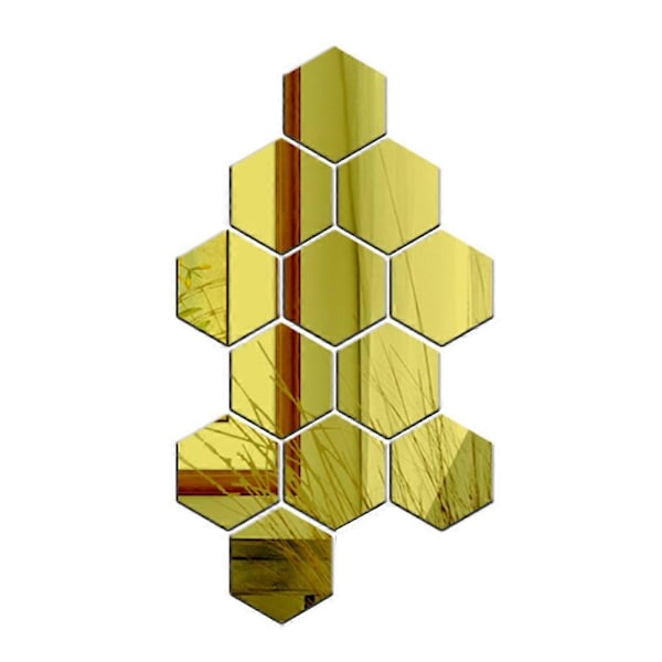 12 st Hexagon 3D Konst Spegel Väggdekaler Hem DIY Dekoration Vardagsrum Dekal Silver L Silver L