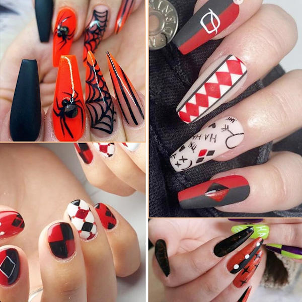 3D Halloween Nageldesign Anime Joker Spindel Orm Sliders Nageldekaler Självhäftande Dekaler Flickor Barn Party Manikyr GLF794 STZ-G037 Gold