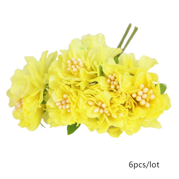 Gule Kunstige Blomster Frukt Kirsebær Pollenbær Bunt DIY Kake Jul Bryllup Fest Gaveeske Kranser Hjemmeinnredning 3