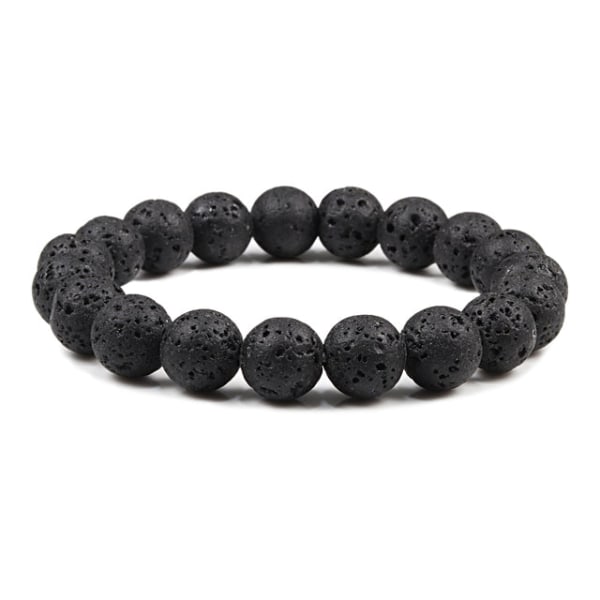 Natursten 6/8/10mm Pärlor Tigeröga Armband Klassiskt Herr Dam Buddha Svart Lava Armband Minimalistisk Yoga Meditationssmycken 6mm Lava