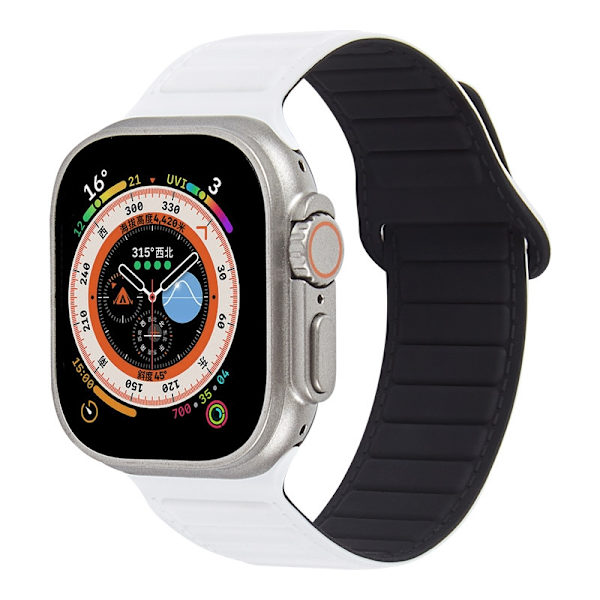 Urrem til Apple Watch iWatch 38-41mm sort æske hvid med sort