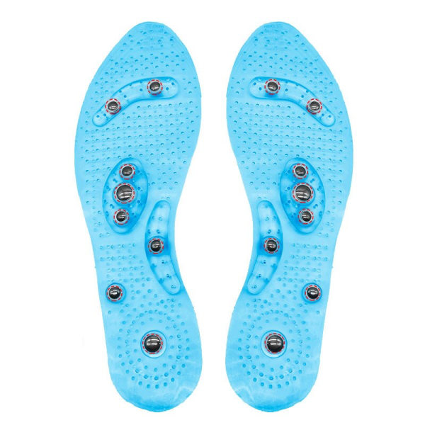Unisex Magnetiska Massageinlägg Fot Akupressur Skosulor Terapi Bantningsinlägg för Viktminskning Transparent Blue S EU34-40