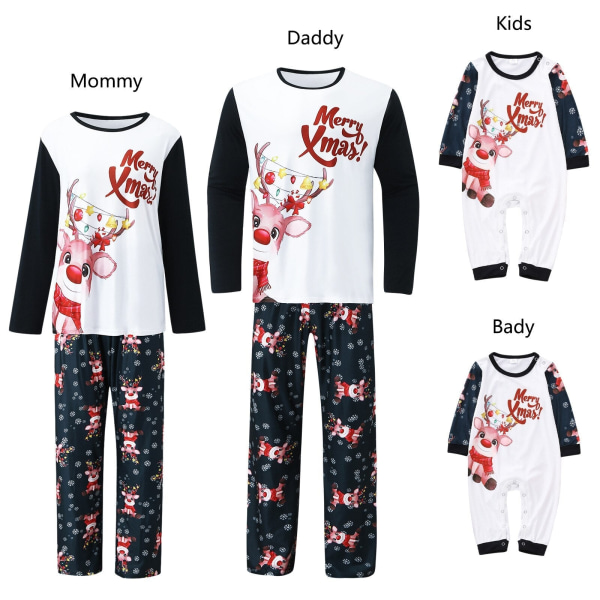 Matchende julepysjamaser for hele familien, gresskarundertøy, loungewear, nattøy, matchende hjemmeklær, pysjamassett White Kids (8-9)T