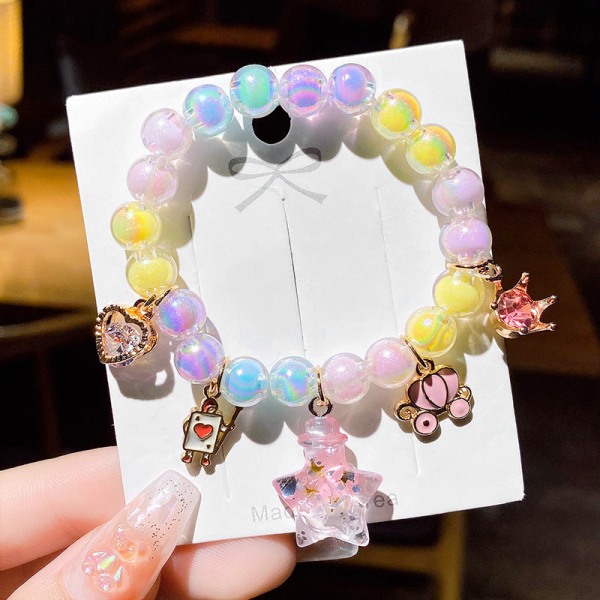 Armbånd Børn Armbånd Snøre Perler Krystal Kvinde Sød Studerende Veninder Pige Mode Prinsesse 4# Color five-pointed star