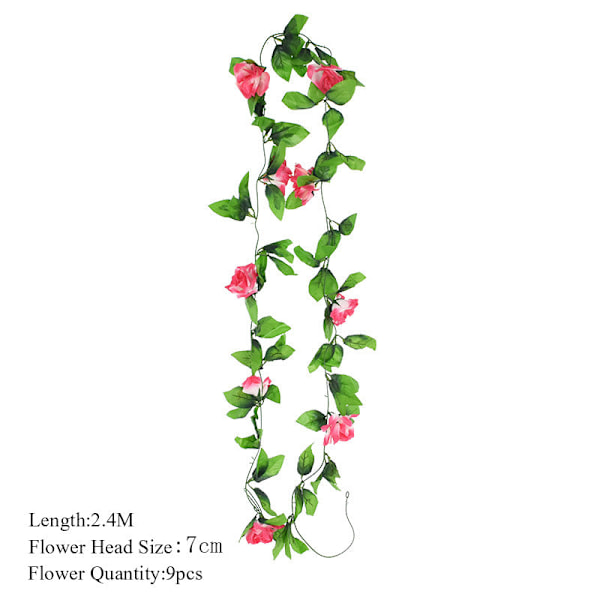 2,3 m Blomsterguirlande Kunstig Blomstersnor med Blade Silke Sakura Kirsebærblomst Efeu Ranke til Hjemmehave Bryllupsbue Dekoration F04 white red vine