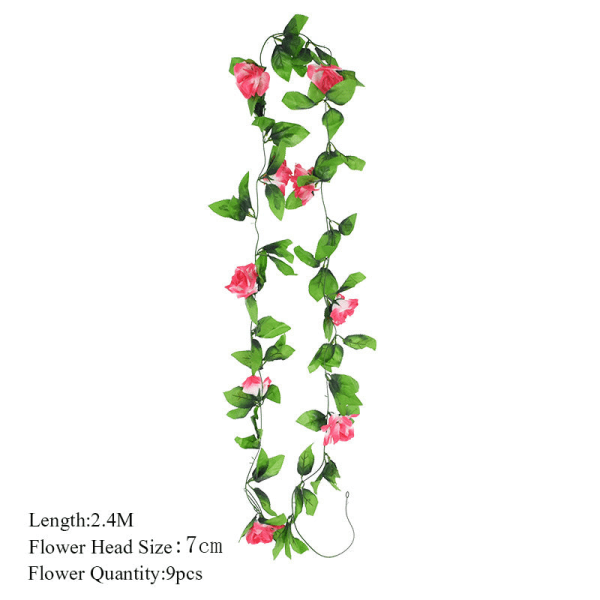 2,3 m blomsterkrans konstgjord blomsnöre med löv Siden Sakura körsbärsblommor murgröna vinstockar för hemträdgård bröllop valvbågedekor F04 white red vine