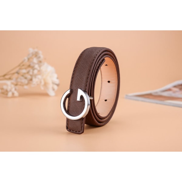 Bælte Mode All-Match Børne- og Teenagerbælte Unisex Buksebælte Silver Buckle Brown 2 90CM