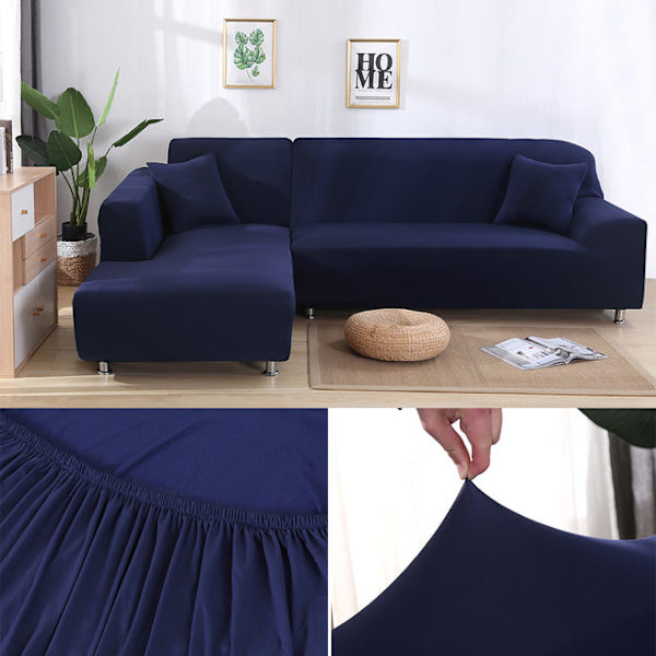 Sofföverdrag för Vardagsrum Elastiskt Enfärgat Hörnsoffa Överdrag L-format Schäslong Överdrag Stolsöverdrag 1/2/3/4 Sits Color 4 1-seat 90-140cm