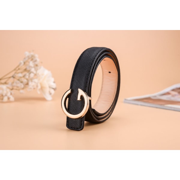 Bälte Mode All-Match Barn och Tonåringar Bälte Unisex Byxbälte Gold buckle Black 2 80CM