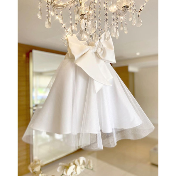 Stor Rosett Baby Flickor Klänningar Barn Prinsessa Elegant Party Tulle Juldräkt Barn Födelsedag Bröllop Kläder 1-6 År as picture2