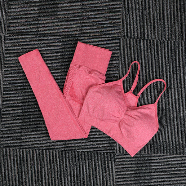 Yoga Set Träningskläder Sportset Gymkläder Toppar Och Leggings För Kvinnor Red set S
